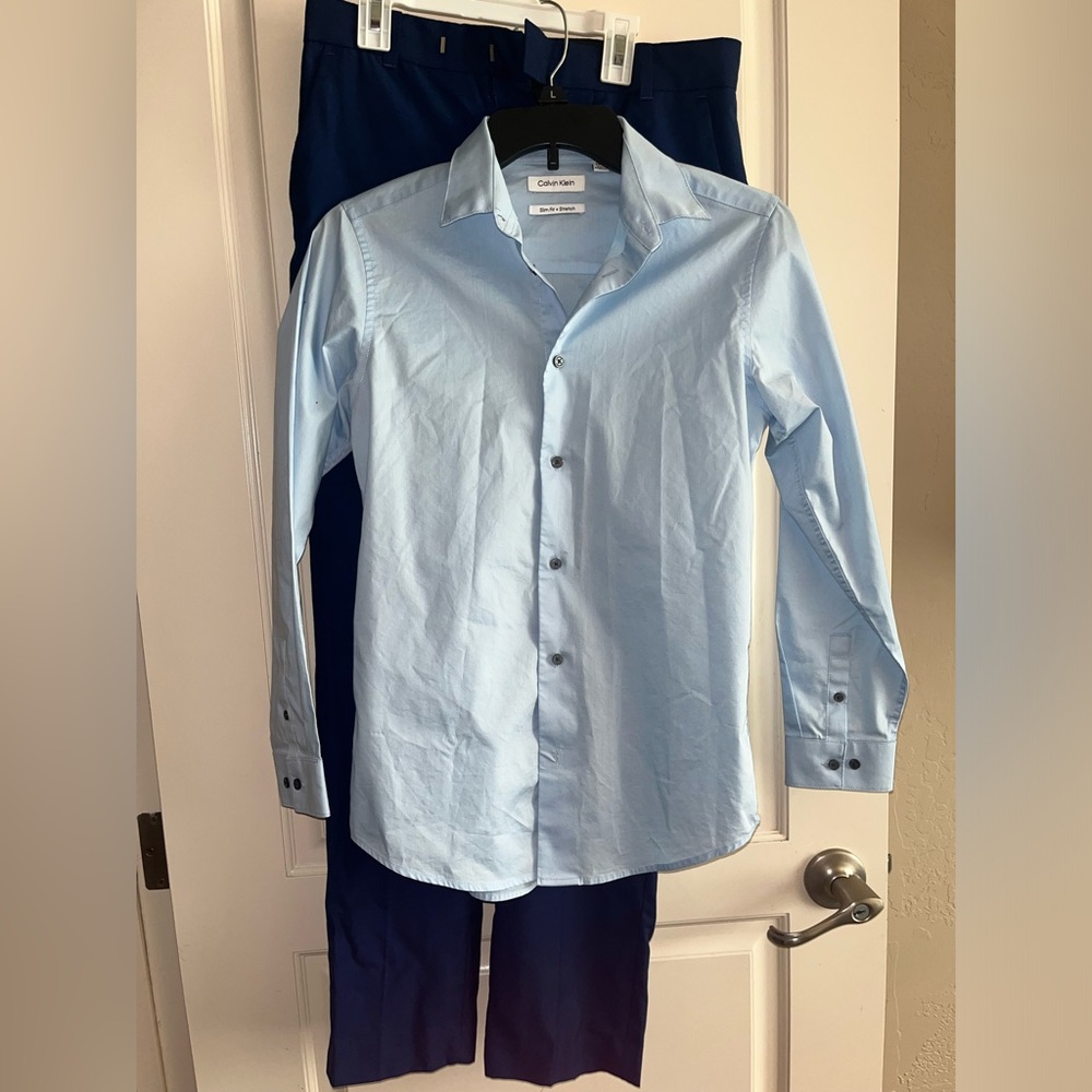 Calvin Klein boys dress shirt and blue dress pants